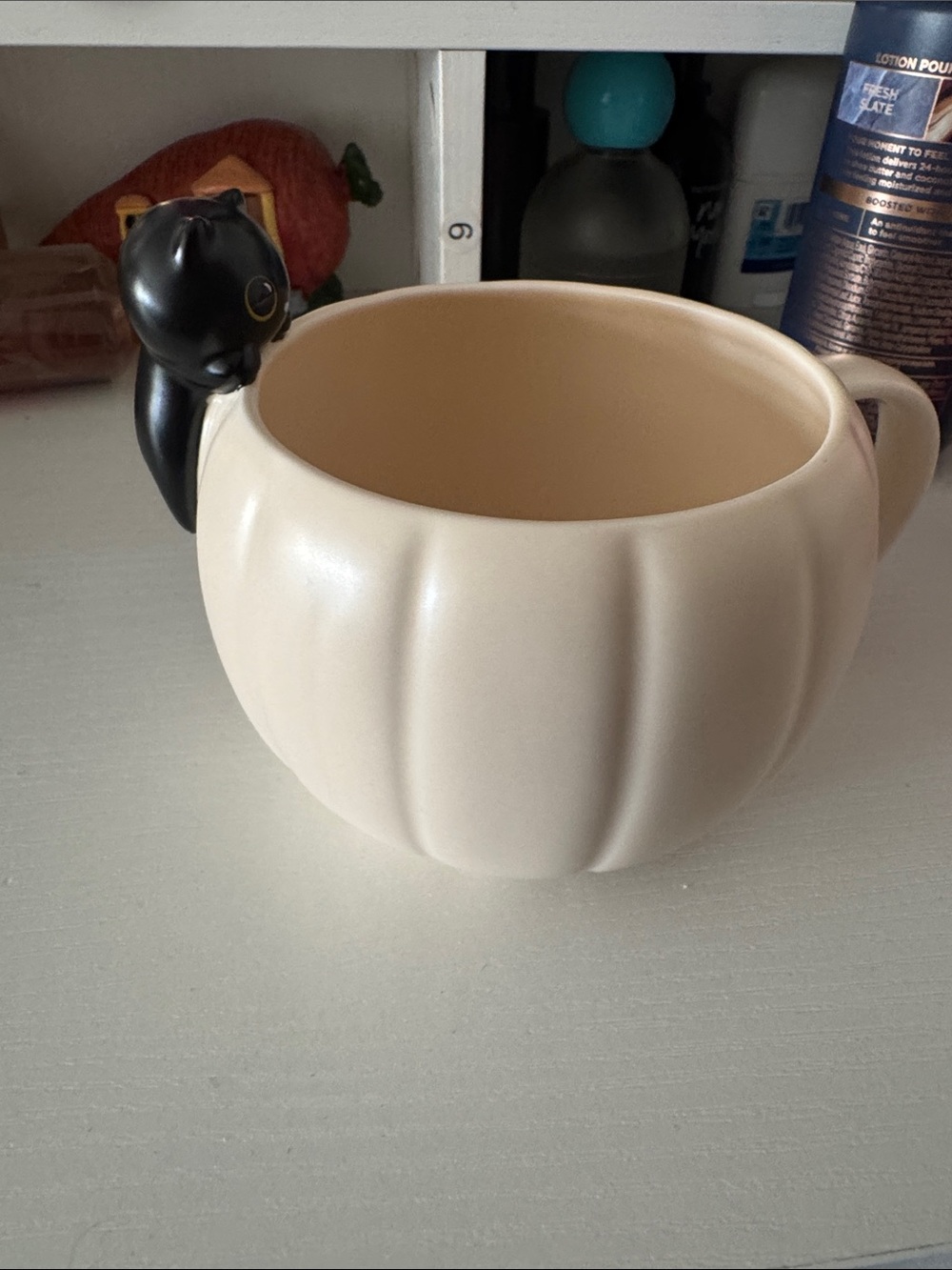 Starbucks Cream Pumpkin Mug with Black Cat Accent